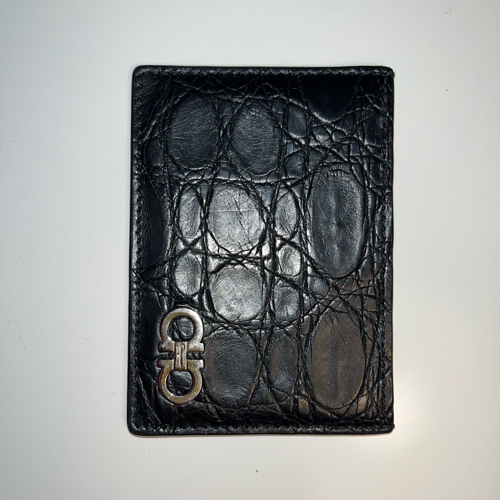 Salvatore Ferragamo pebbled leather card holder